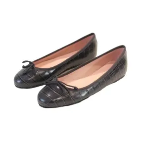 37650 - Gray Croc Leather Flats for Teen/Women by Pretty Ballerinas