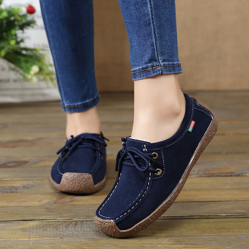 Autumn and Winter Soft Sole Lace Up Comportable Casual Flats