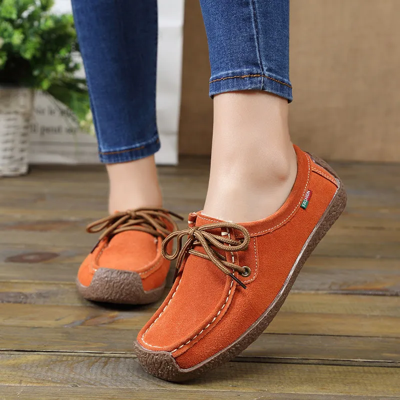 Autumn and Winter Soft Sole Lace Up Comportable Casual Flats