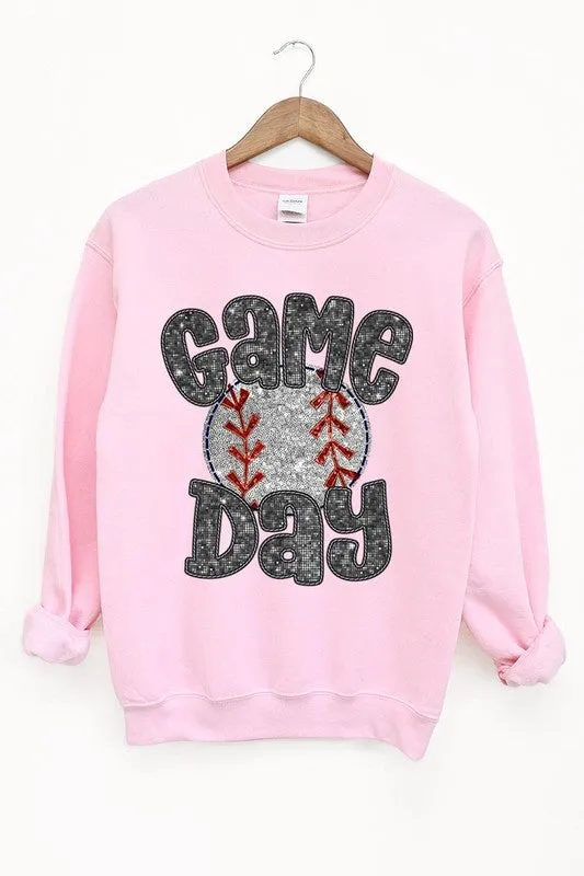 Baseball Game Day Faux Sequins Graphic Sweatshirts