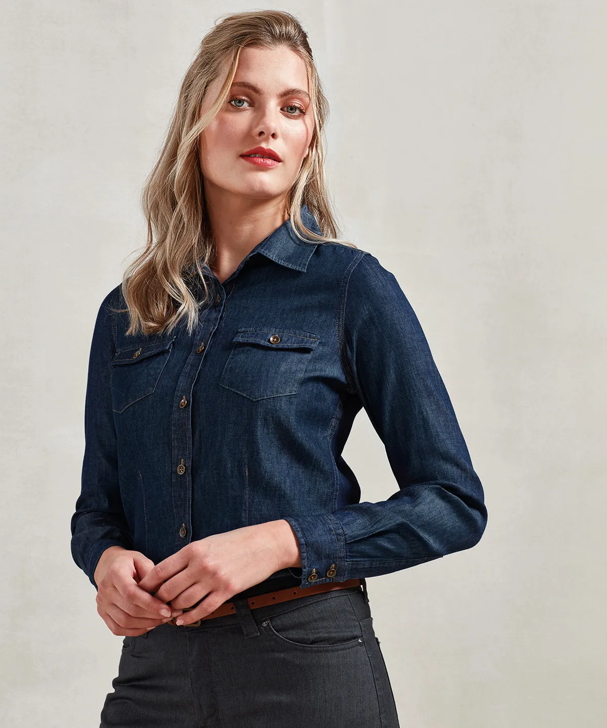 Black Denim - Women's jeans stitch denim shirt