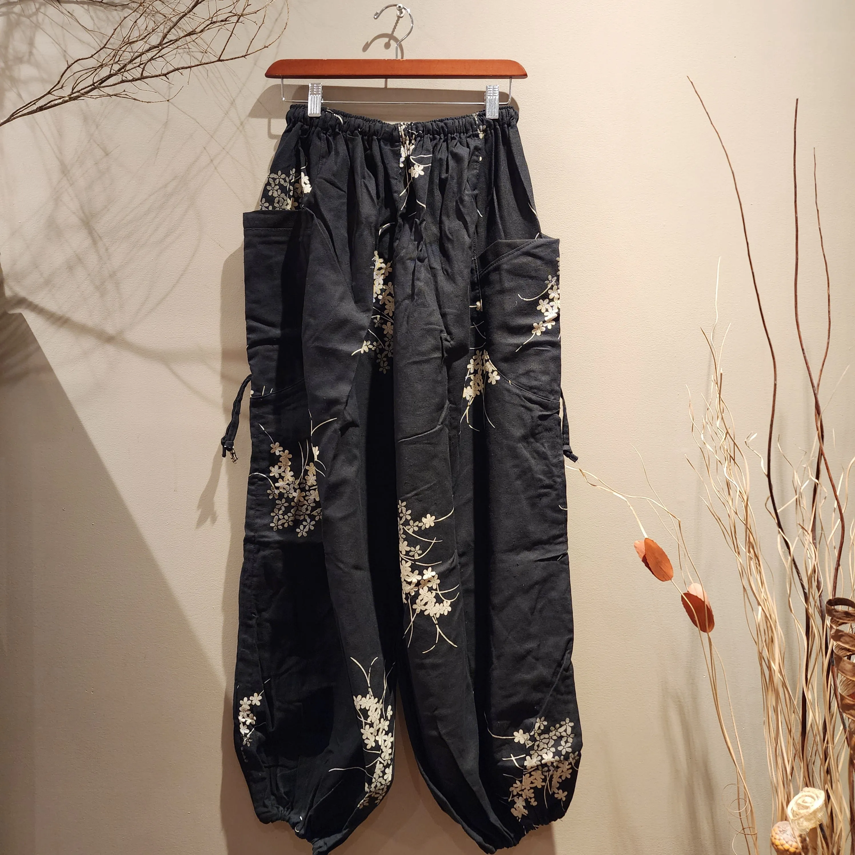 Black Fern Drawstring Comfy Pants