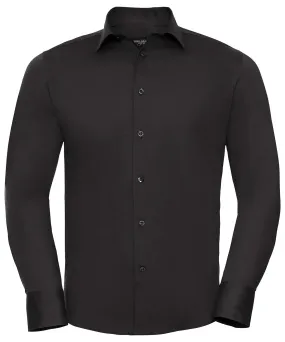 Black - Long sleeve easycare fitted shirt