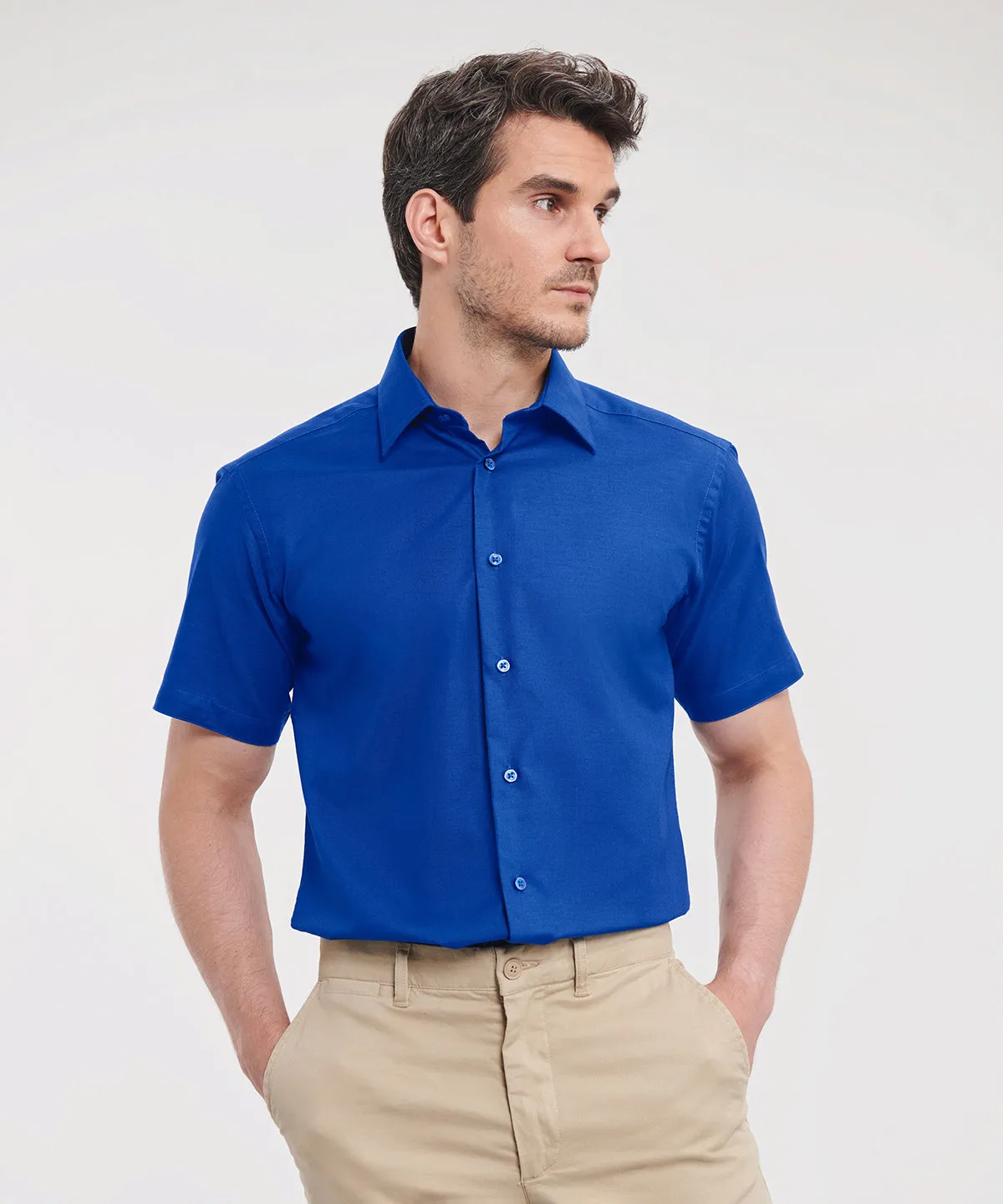 Black - Short sleeve easycare tailored Oxford shirt