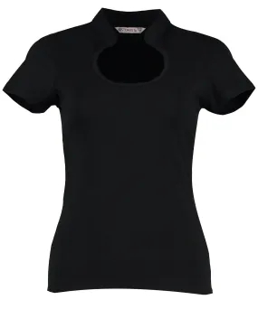 Black - Women's corporate top keyhole neck (regular fit)