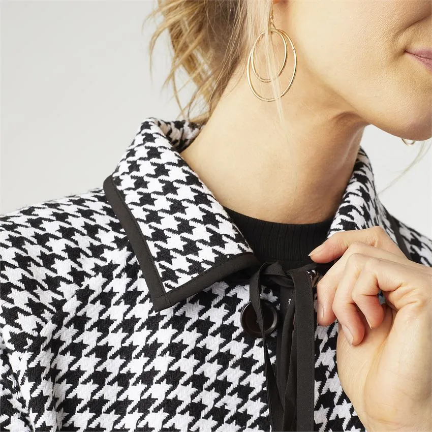 Blair Houndstooth Button-Up Coat - Black/White