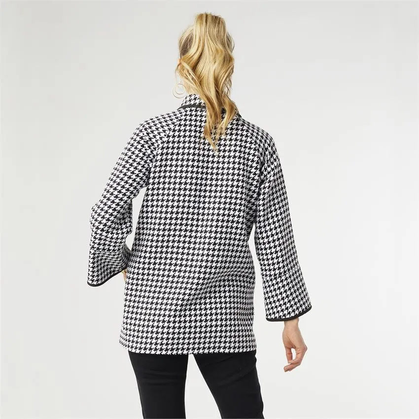 Blair Houndstooth Button-Up Coat - Black/White