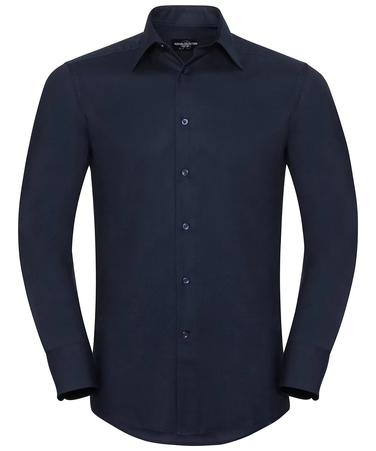 Bright Navy - Long sleeve easycare tailored Oxford shirt