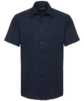 Bright Navy - Short sleeve easycare tailored Oxford shirt