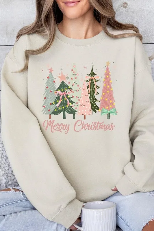 Coquette Christmas Trees Fleece Sweatshirts