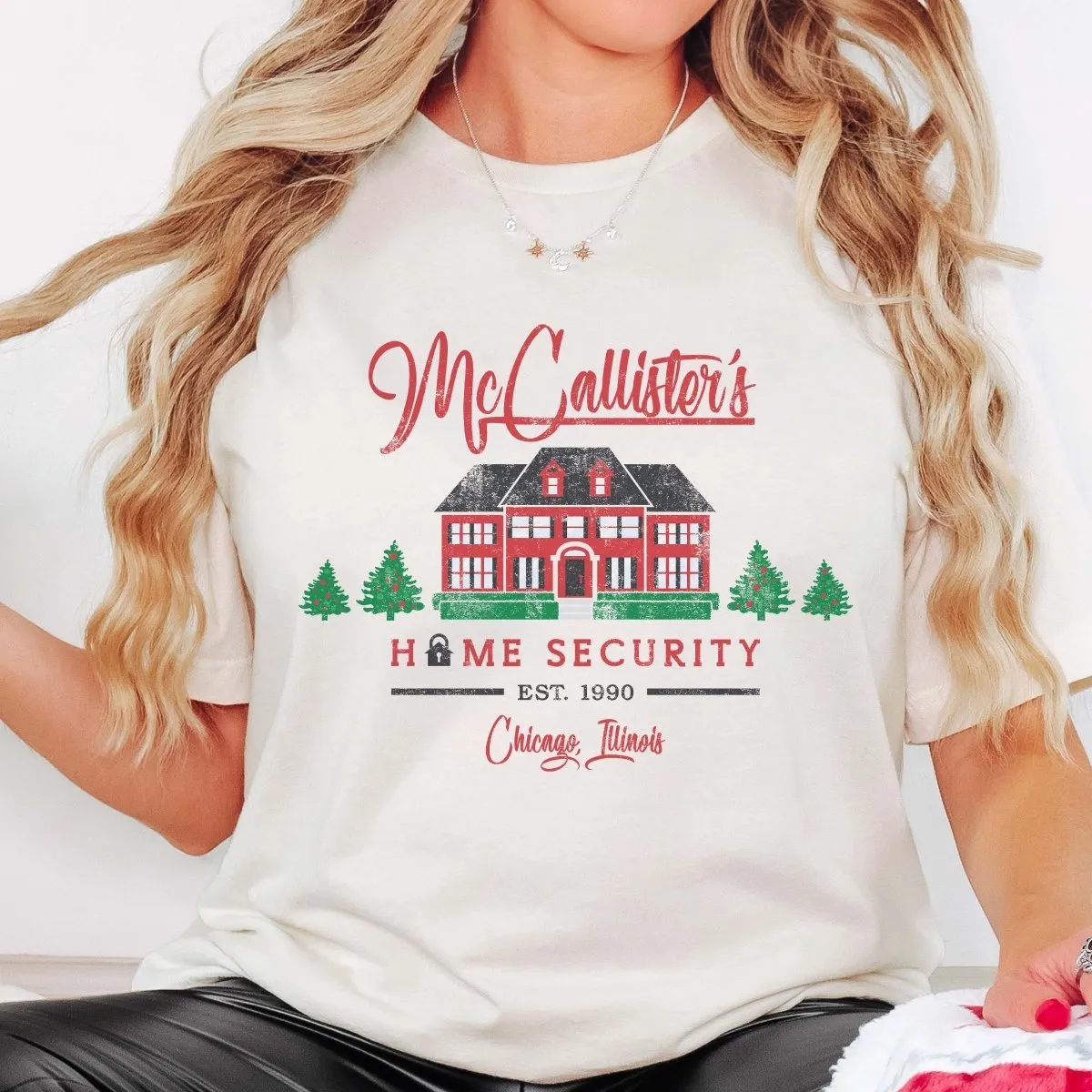 Couple Christmas Home Security & Filthy Animal Ugly Sweater Wholesale Bella Graphic Tee - Quick Shipping