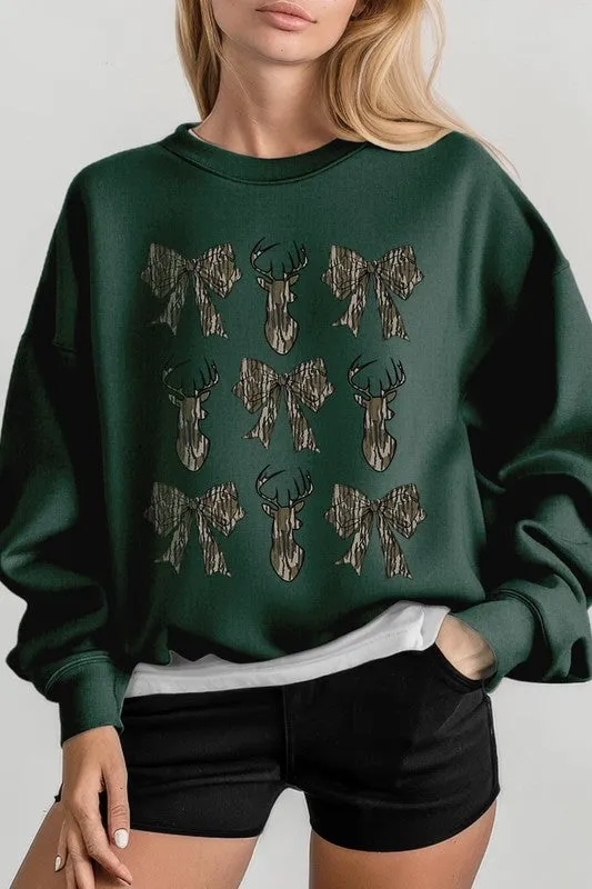 Deer Hunting Camo Bow Graphic Fleece Sweatshirts