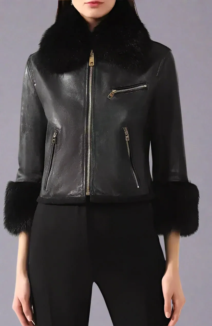 Dolce & Gabbana BLACK LEATHER DI LAMBSKIN JACKETS & COAT