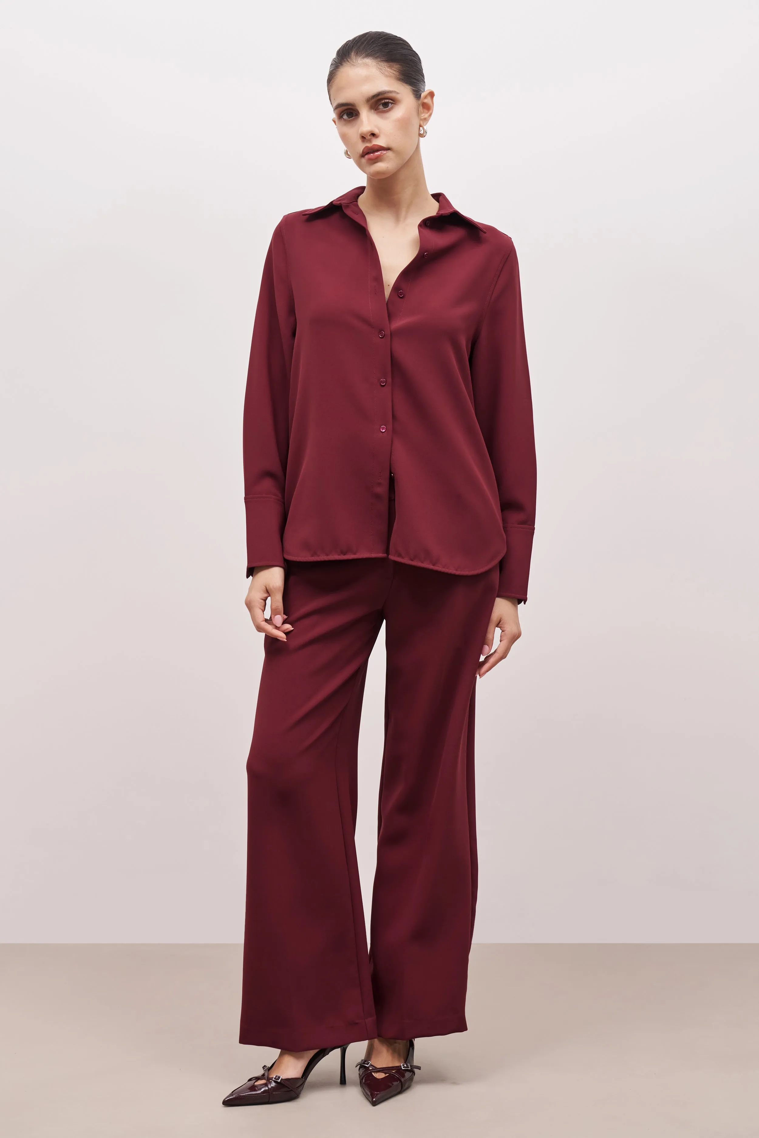 Effortless Oversized Shirt - Burgundy