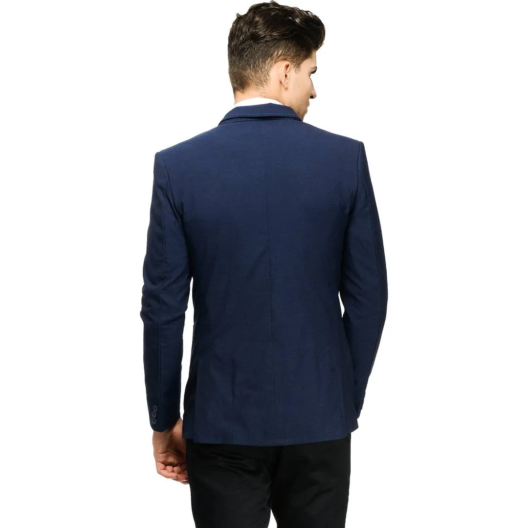 Fashionable Blue Polyviscose Jacket For Men