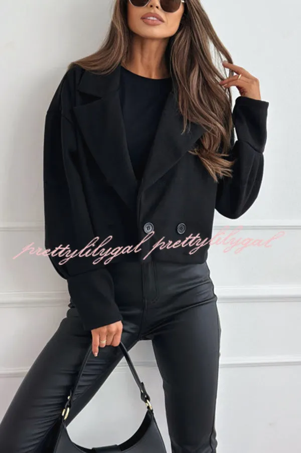 Fashionable Solid Color Lapel Short Blazer