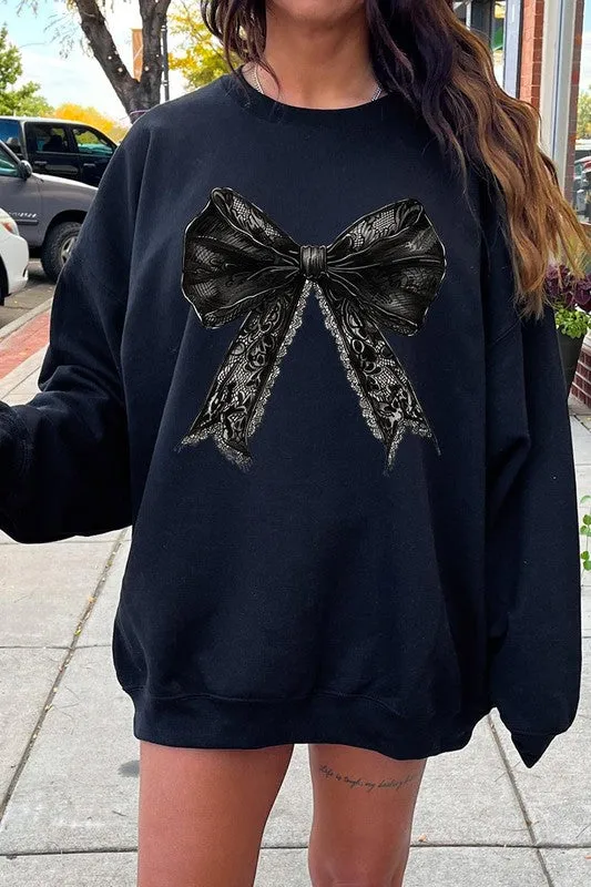 Halloween Coquette bow Graphic Fleece Sweatshirts