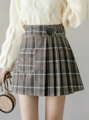 High Waist Female Plaid Mini Skirts Asymmetrical