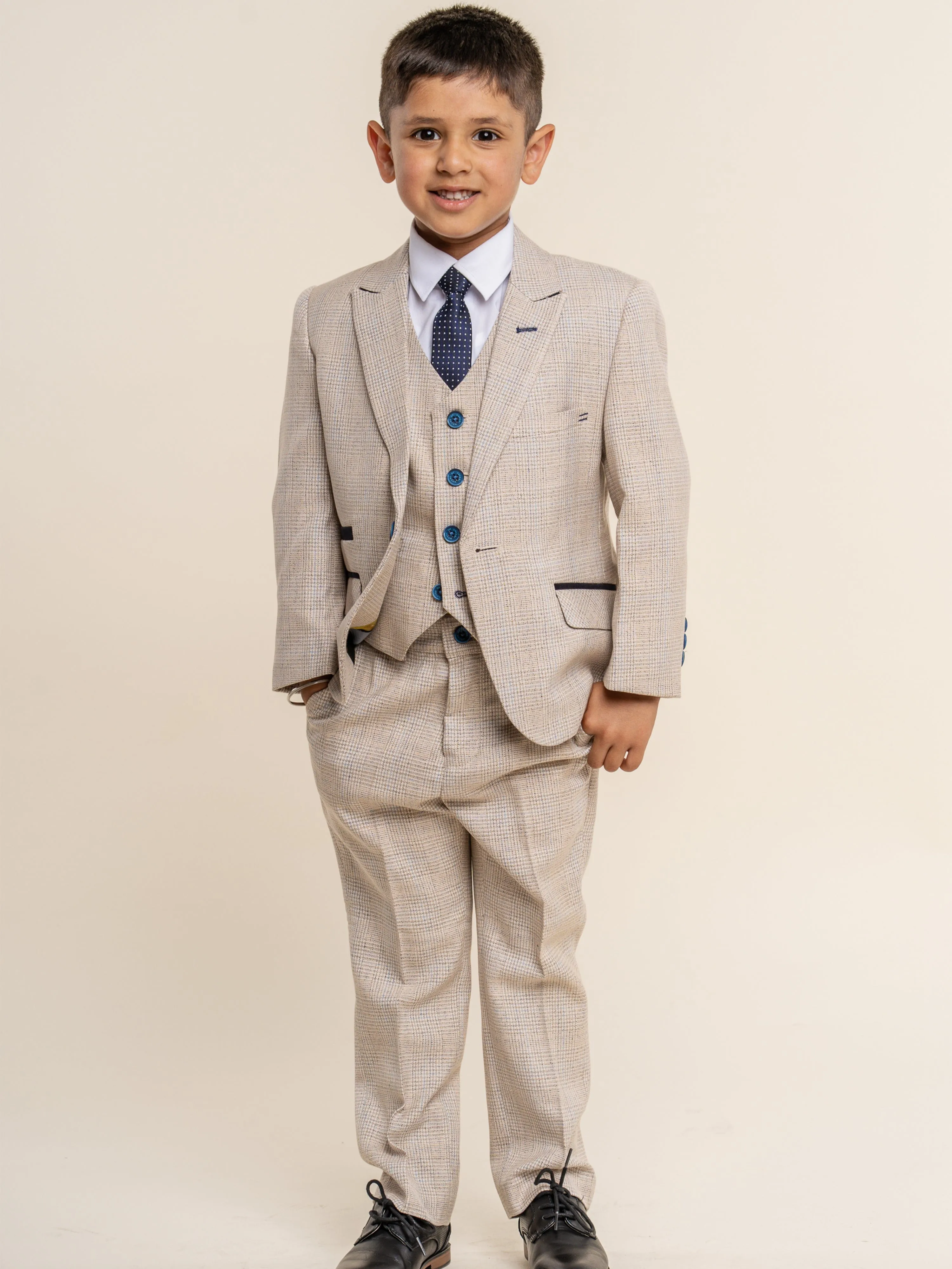 House Of Cavani Boys Caridi Suit in Beige