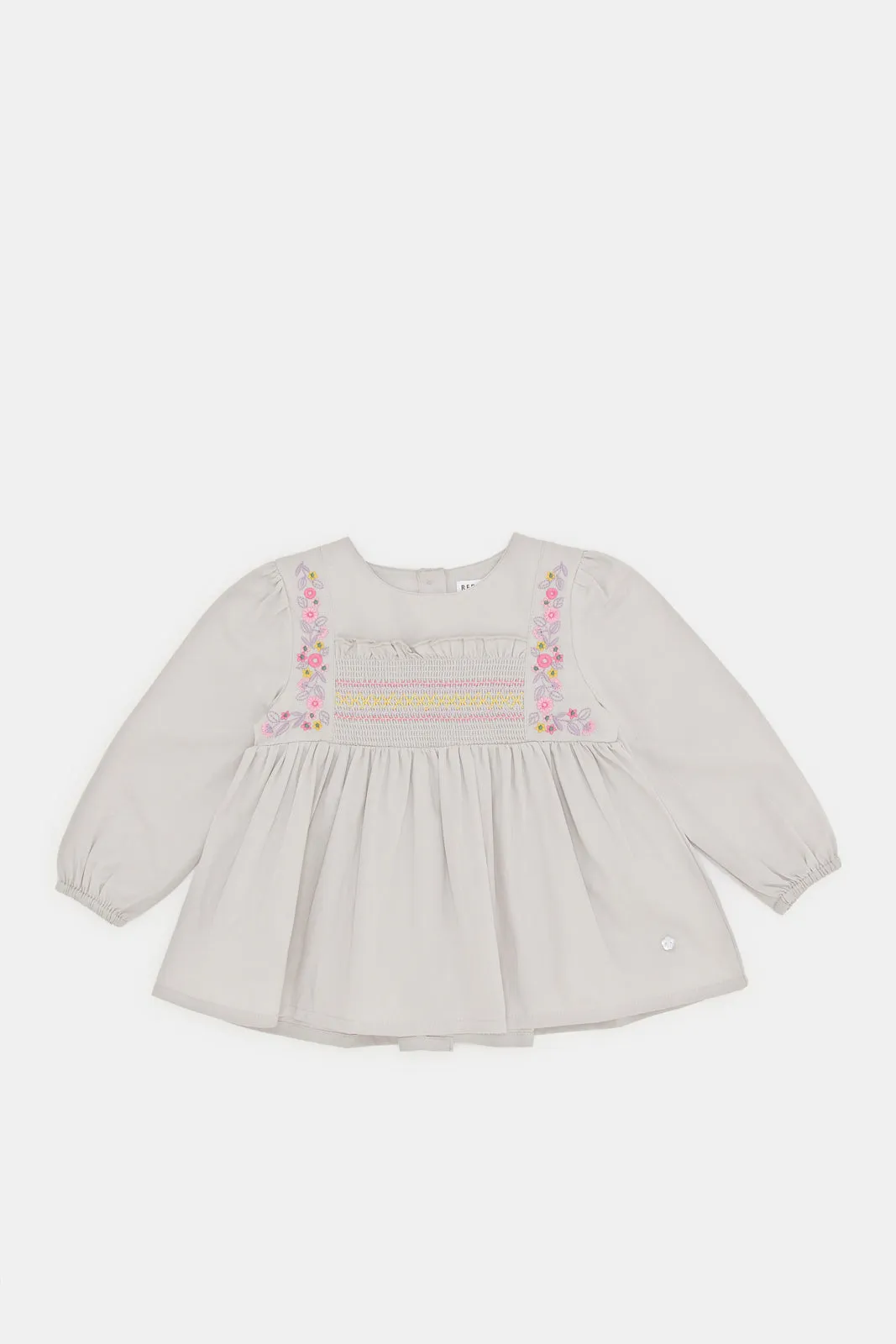 Infant Girls Grey Embroidered Blouse