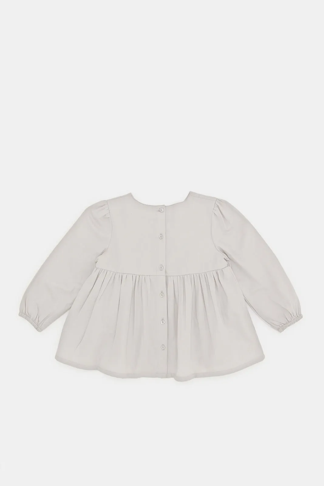 Infant Girls Grey Embroidered Blouse