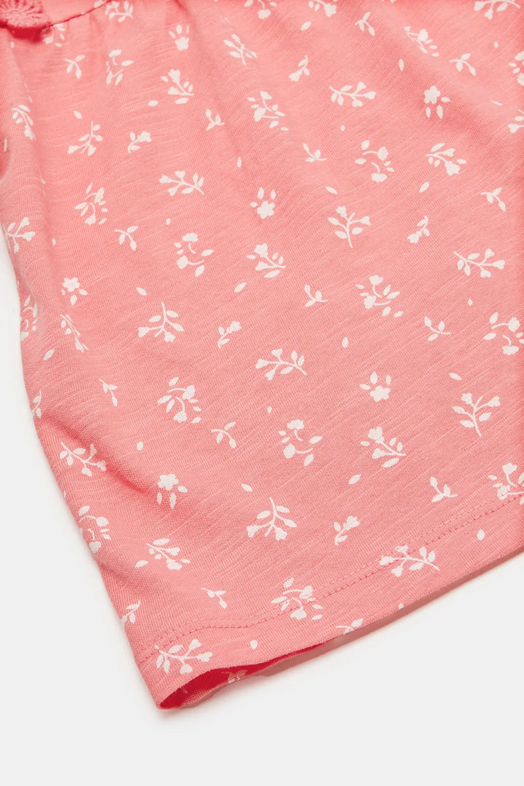 Infant Girls Pink Flower Printed Blouse