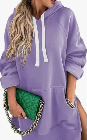 Ivyshape | Comfortable Oversized Hoodie Dress with Pocket