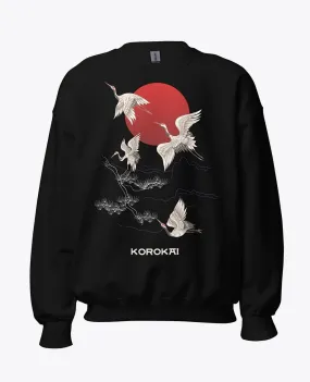 Japanese Crane Sunrise Sweatshirt