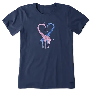 Life is Good W SS Crusher Giraffe Heart Tee DARKEST BLUE