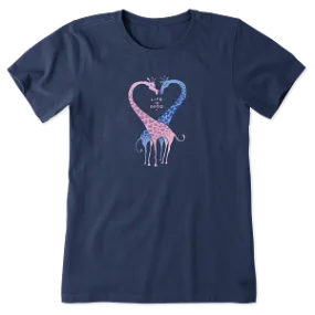 Life is Good W SS Crusher Giraffe Heart Tee DARKEST BLUE