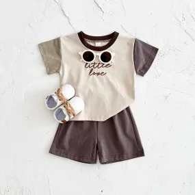 'Little Love' Color-Block  Short Sleeved Tee & Shorts Set