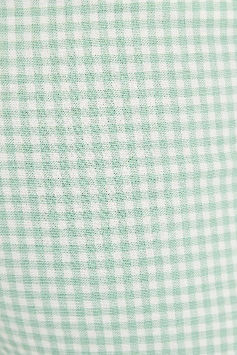 Louche Joele Summer Slim Gingham Trousers In Mint