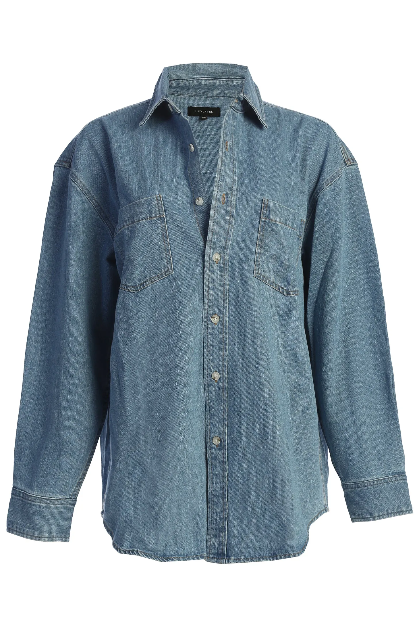 Medium Wash Denim Brandi Oversized Button Up