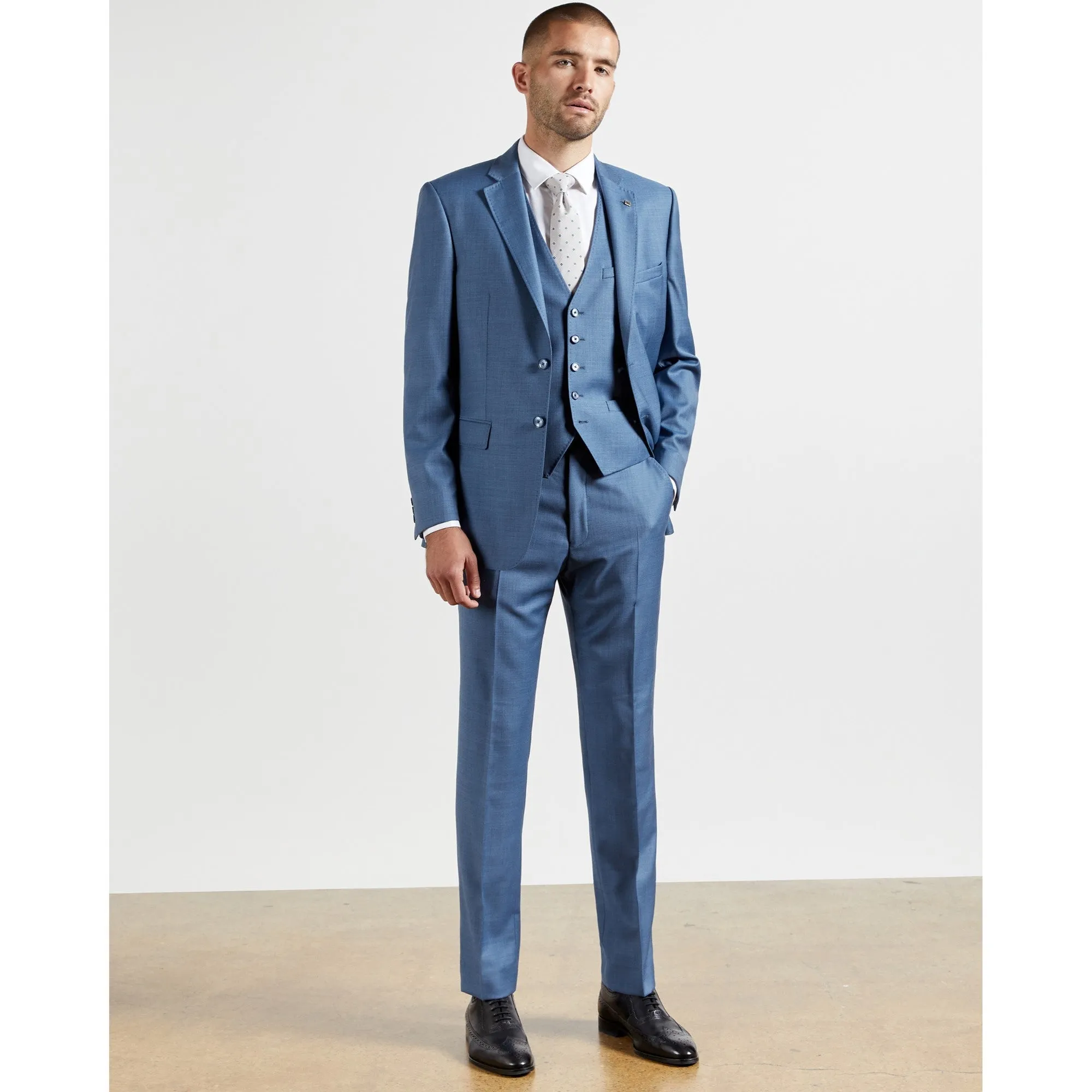 Men Mps-Hectort-Modern Fit Debonair Sharkskin Suit Trouser - Lt-Blue