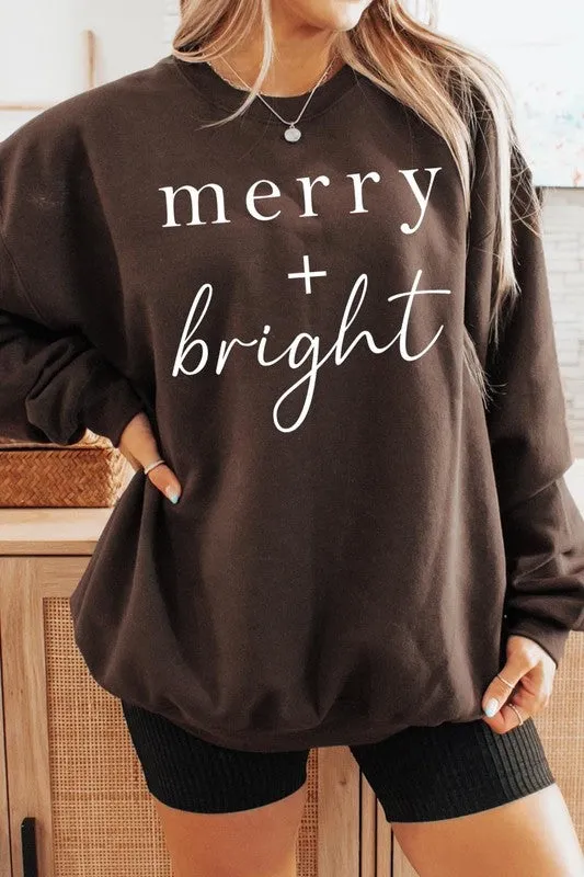 Merry Bright Graphic Fleece Sweatshirts