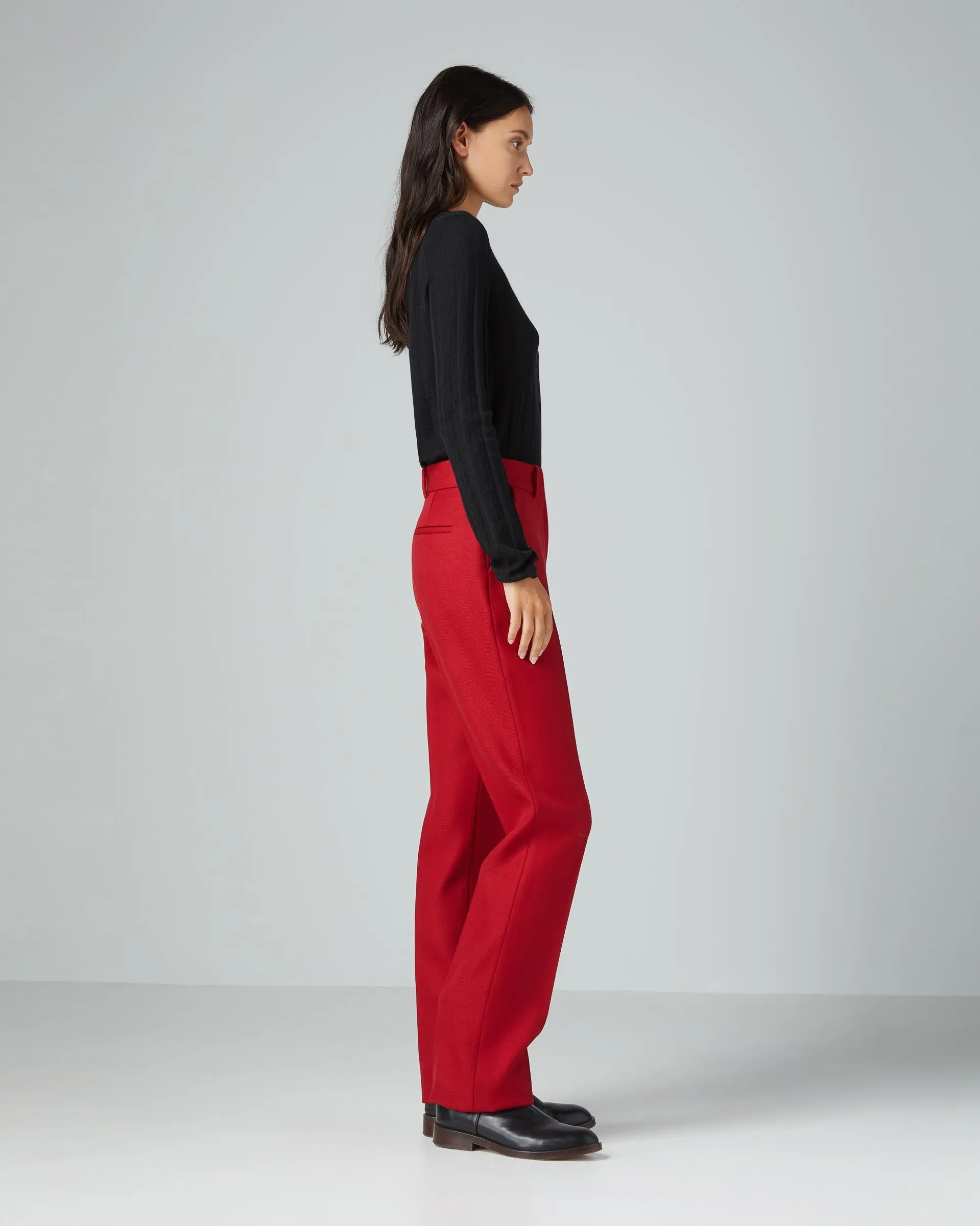 Mick Trousers in Wool Twill, Deep Red