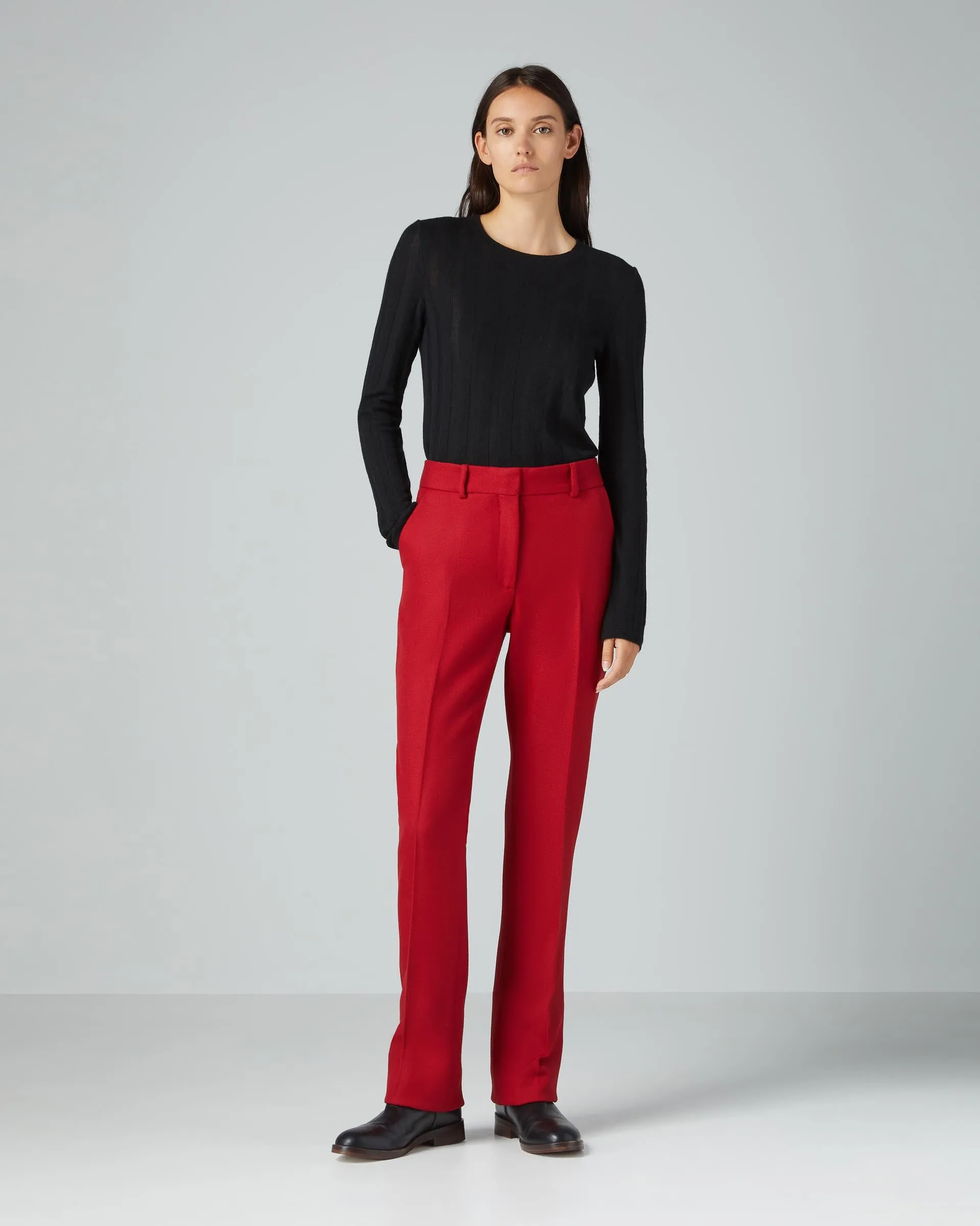 Mick Trousers in Wool Twill, Deep Red