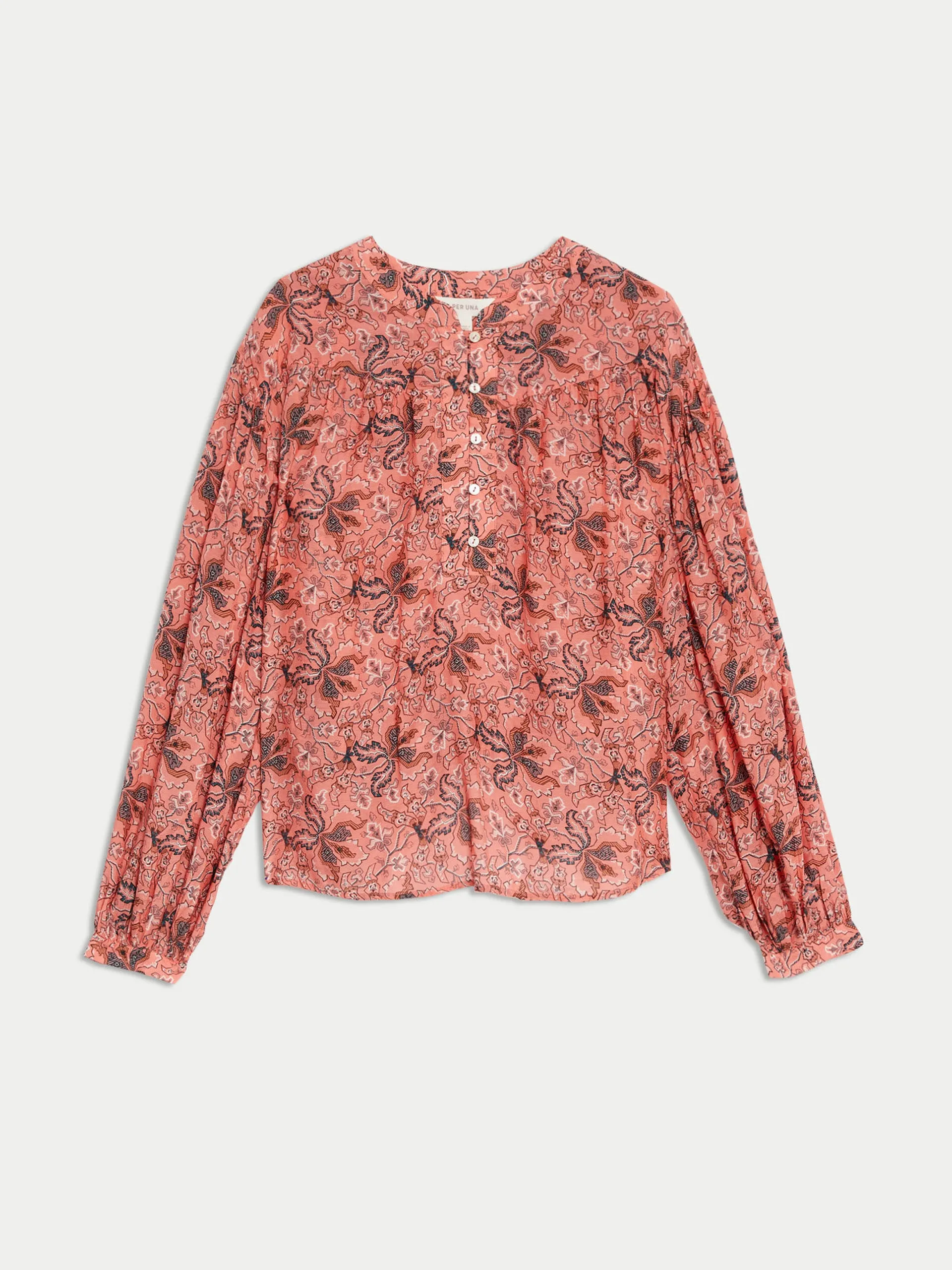 Modal rich printed notch neck blouse