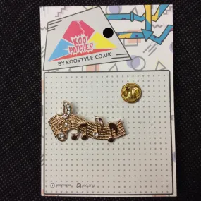 MP0024 - Musical Notes Colourful Gold Metal Pin Badge