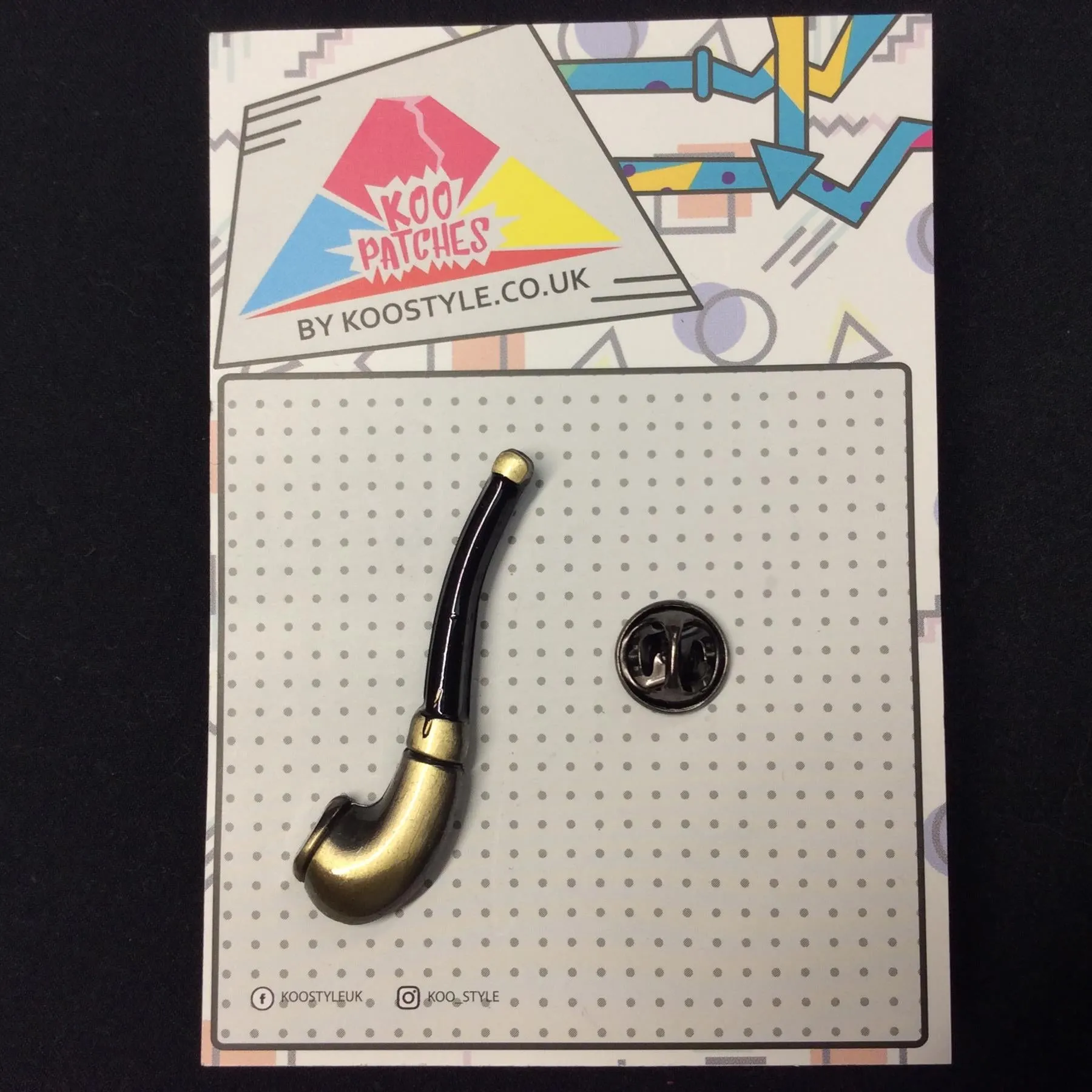 MP0103 - Gold Black Smoke Pipe Smoking Metal Pin Badge