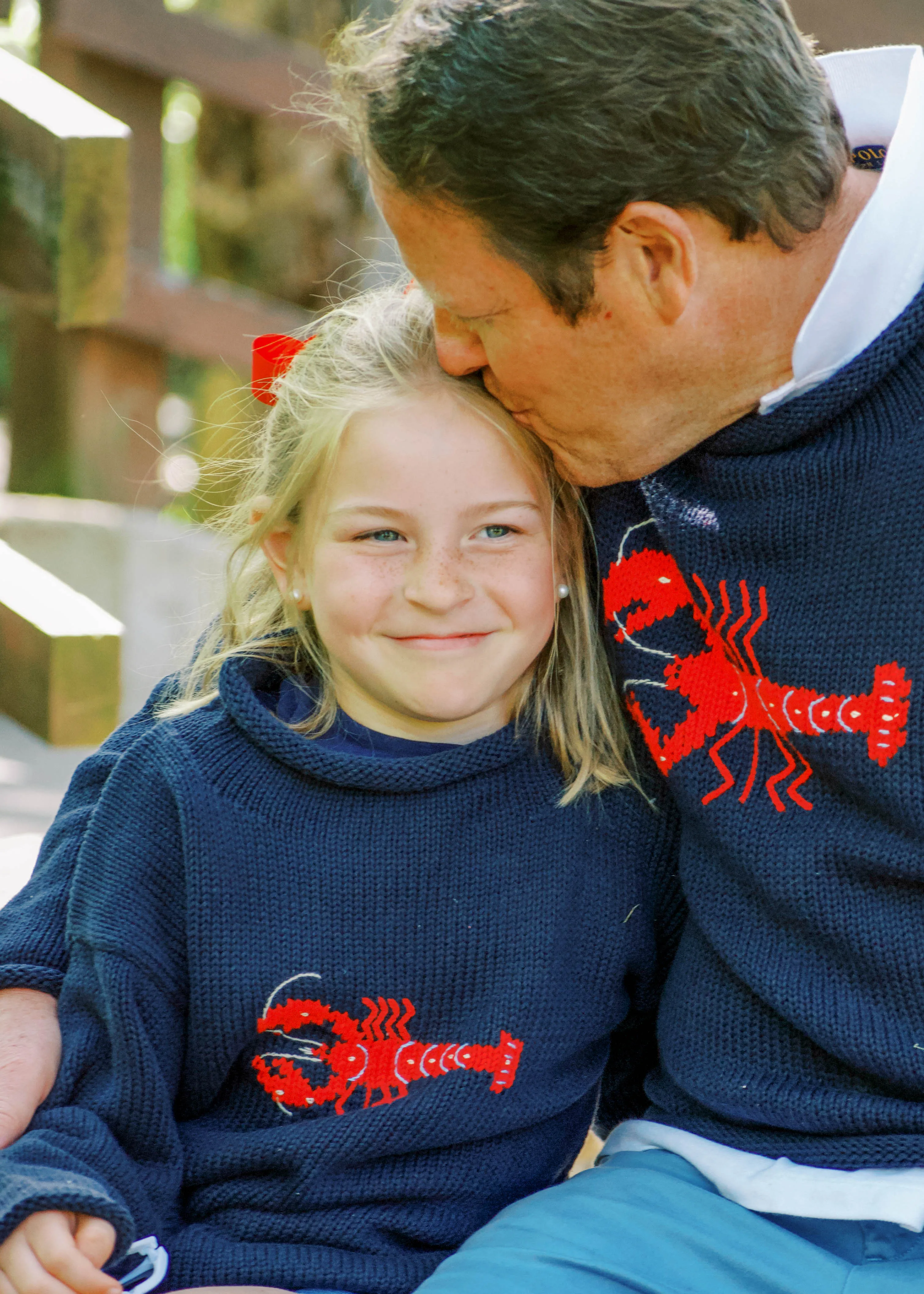 Navy Lobster Roll Neck Sweater