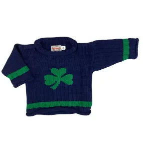 Navy Shamrock/Green Stripe Roll Neck Sweater