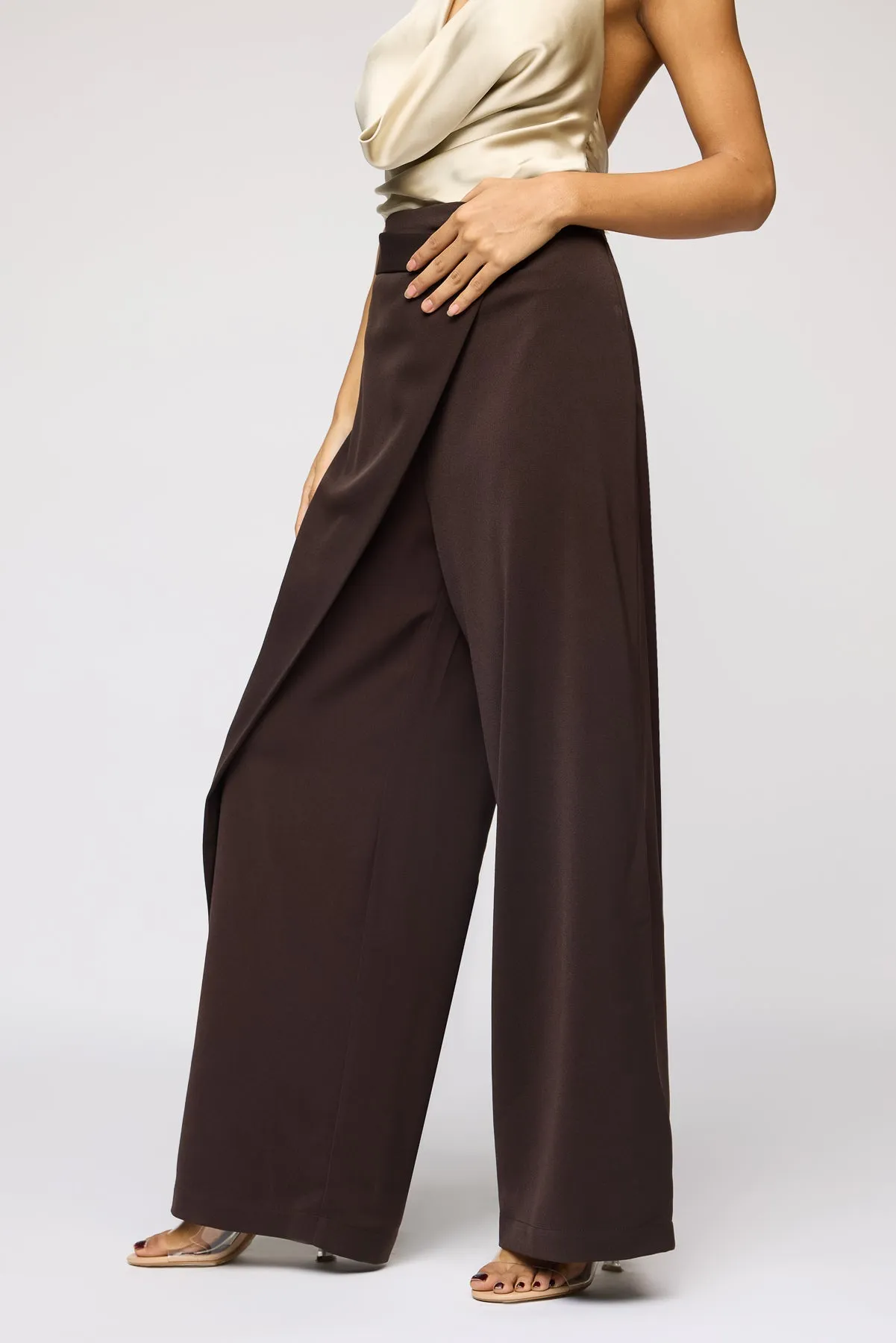 Oak Bark Brown Pareo Korean Pants