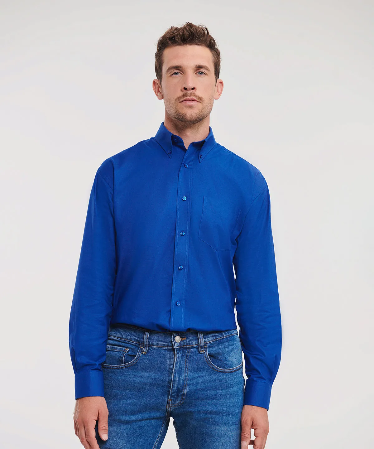 Oxford Blue - Long sleeve easycare Oxford shirt