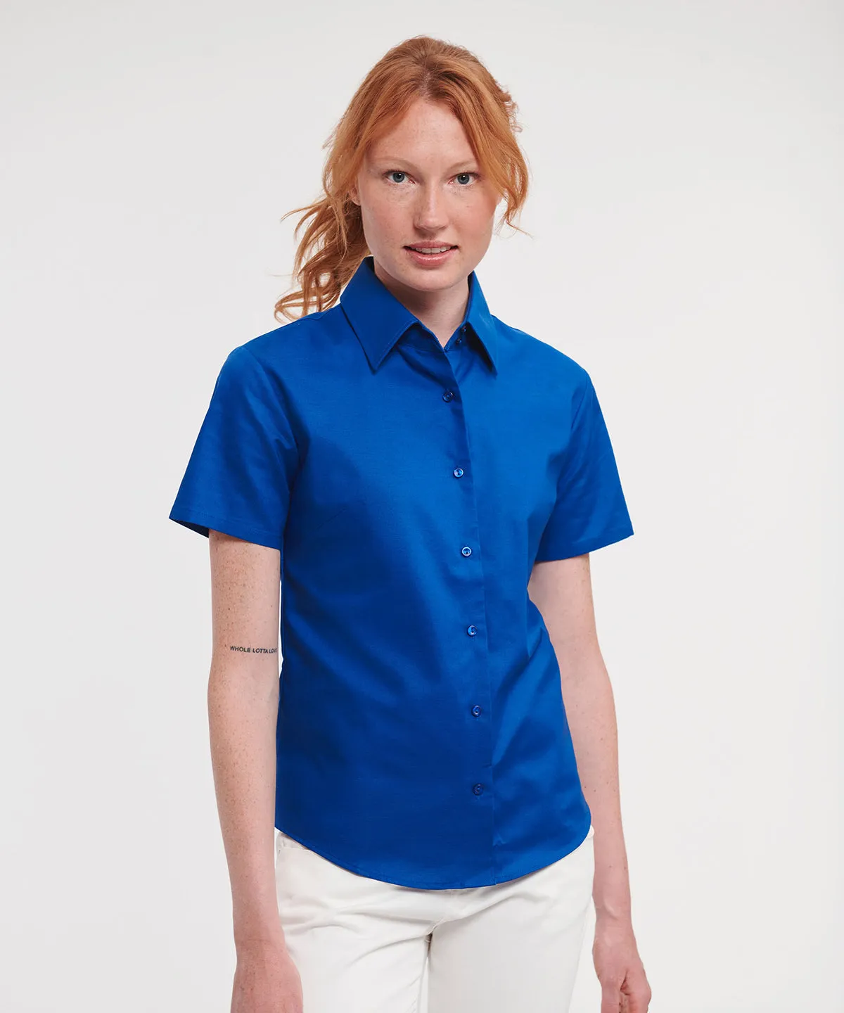 Oxford Blue - Women's short sleeve Oxford shirt