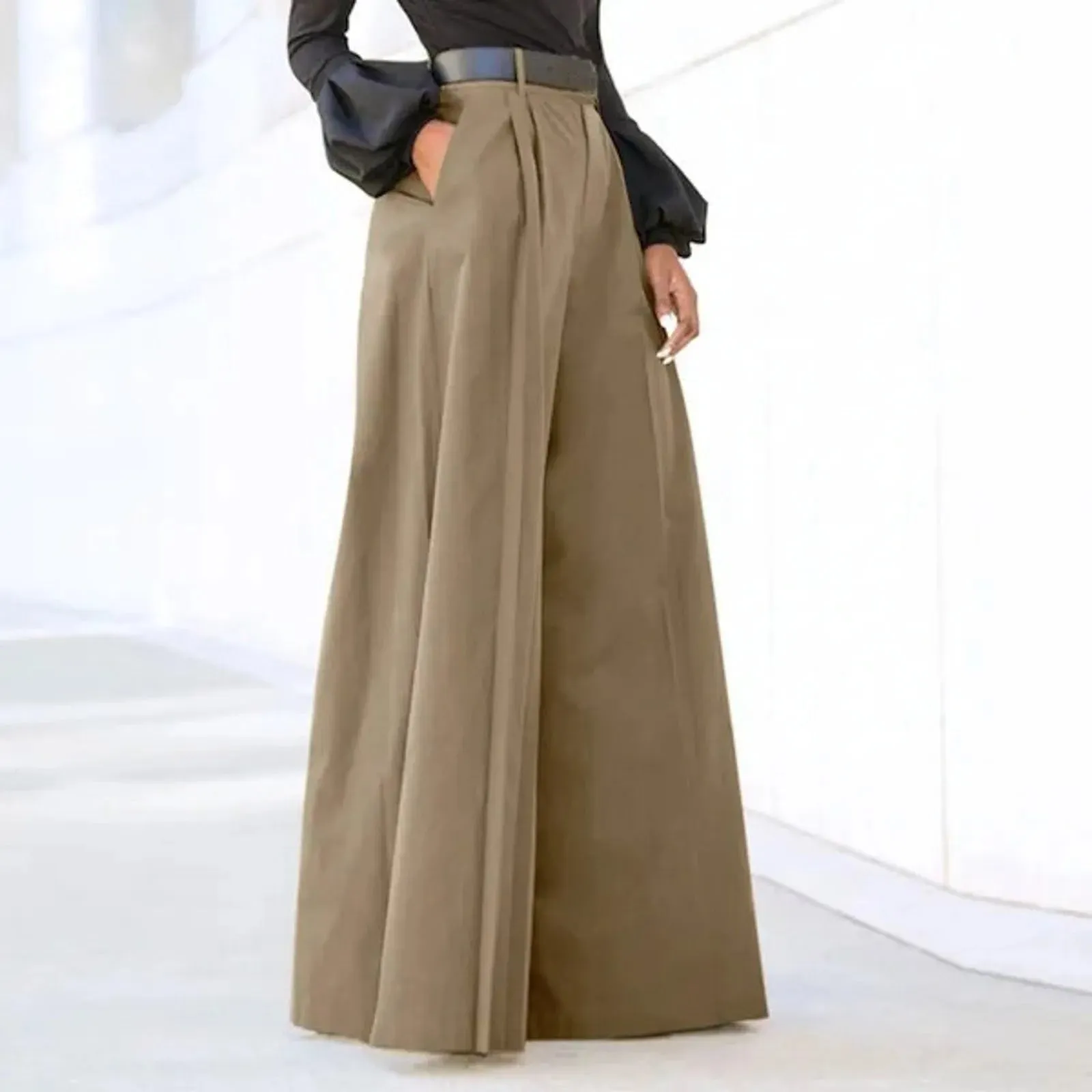 Palazzo Cropped Linen Comfy Baggy Pants