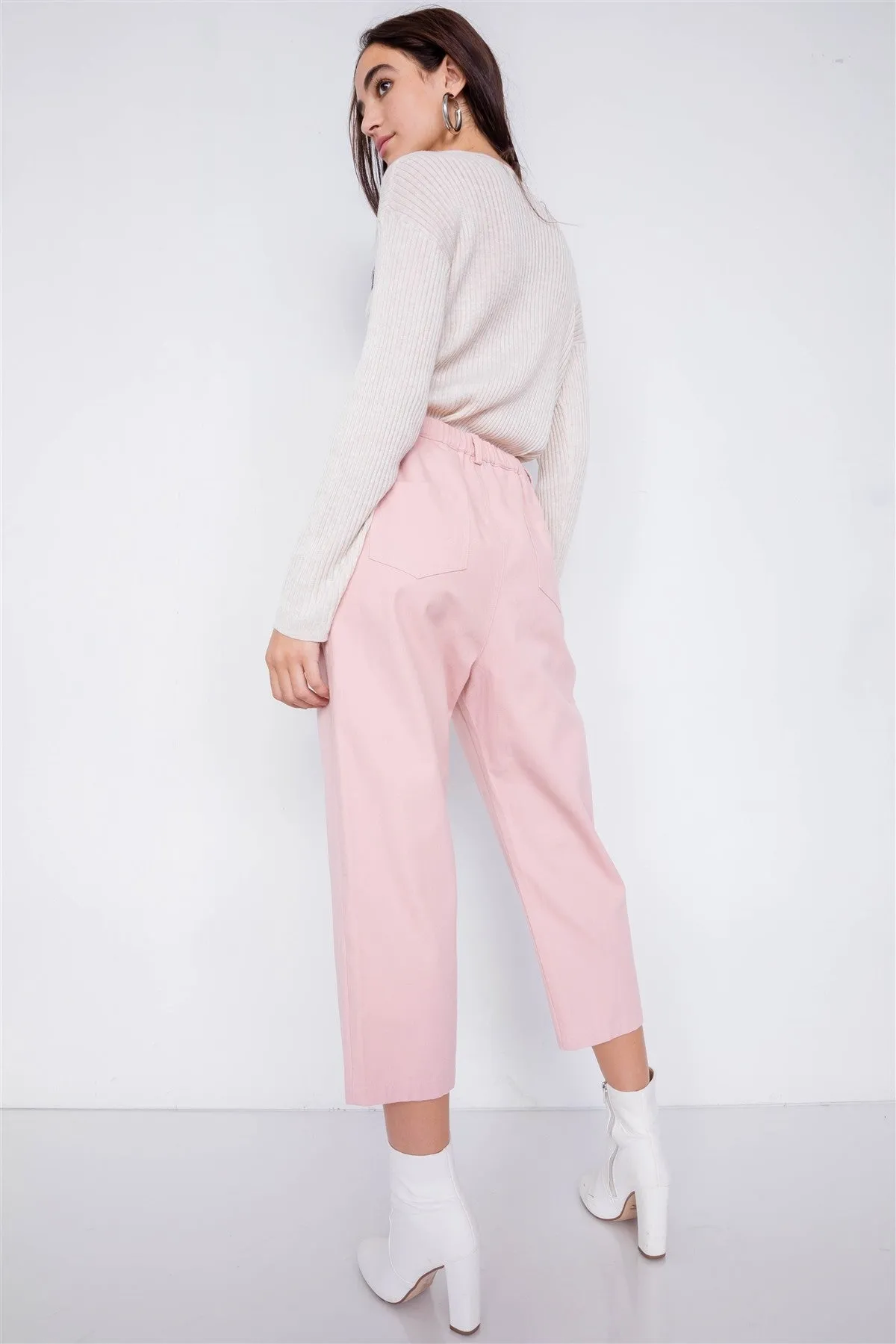 Pastel Chic Ankle Wide Leg Adjustable Waist Pants