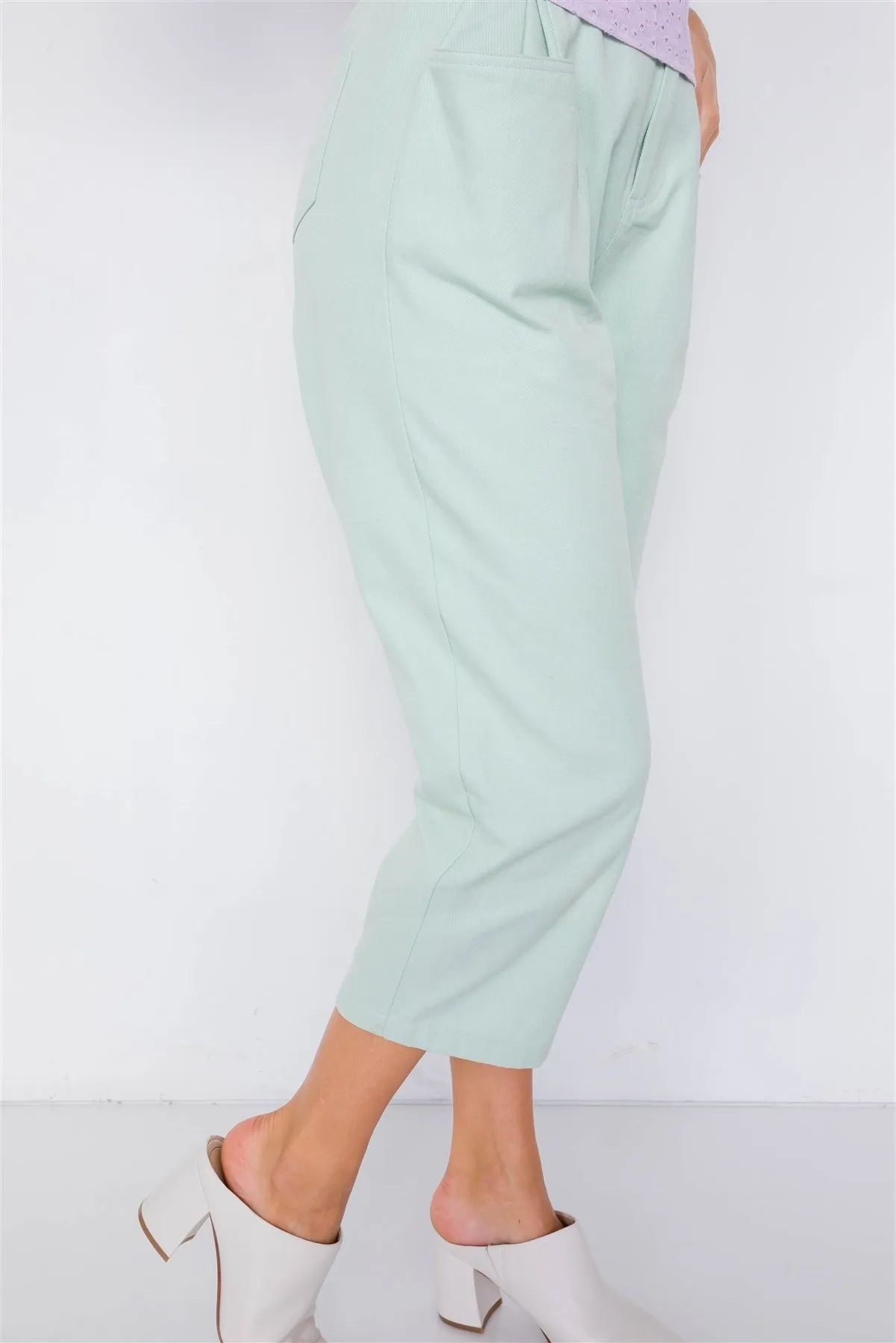 Pastel Chic Ankle Wide Leg Adjustable Waist Pants