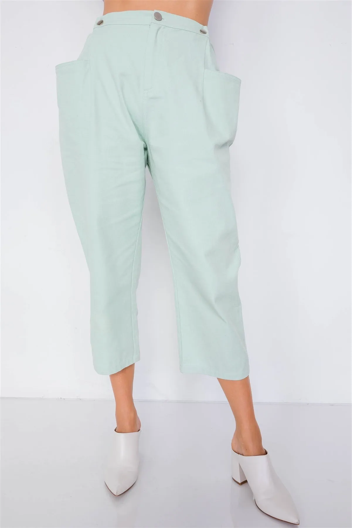 Pastel Chic Ankle Wide Leg Adjustable Waist Pants