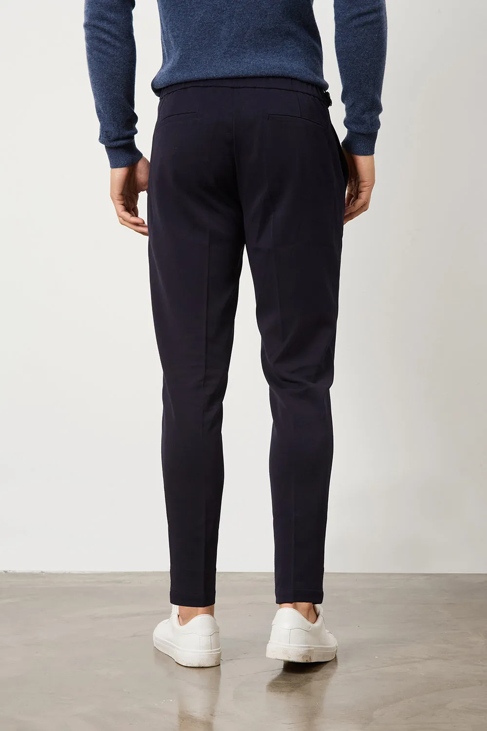 Pleat Side Adjuster Trousers in Navy